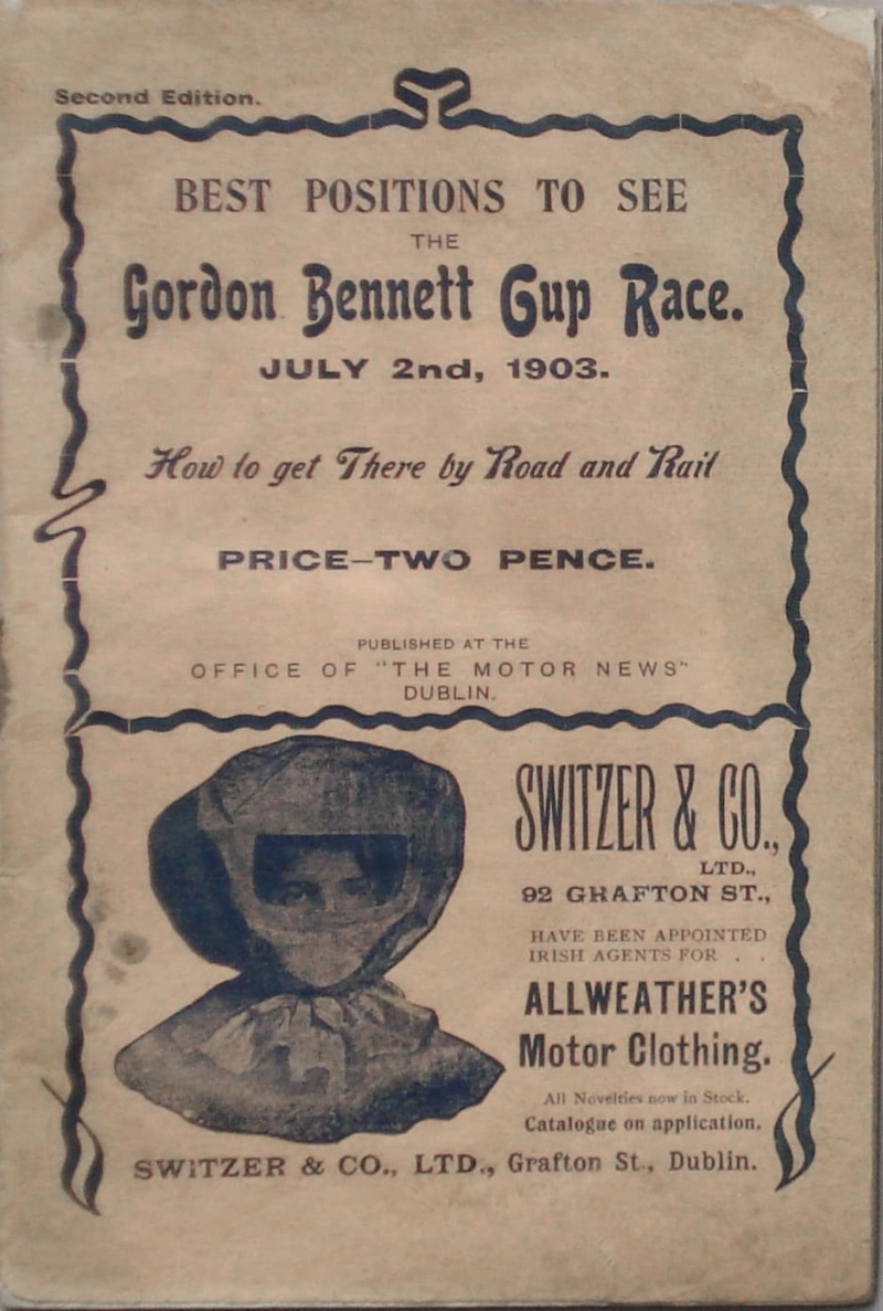 1903 newspaper ad for the Bennett Gordon Cup in Ireland
